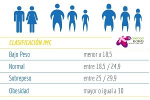 Grados de obesidad según el IMC (índice de masa corporal).